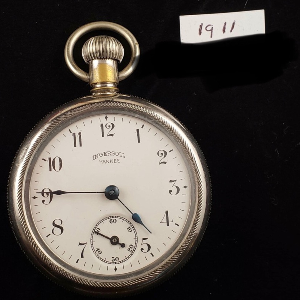 Ingersoll Silver and White Pocket Watch